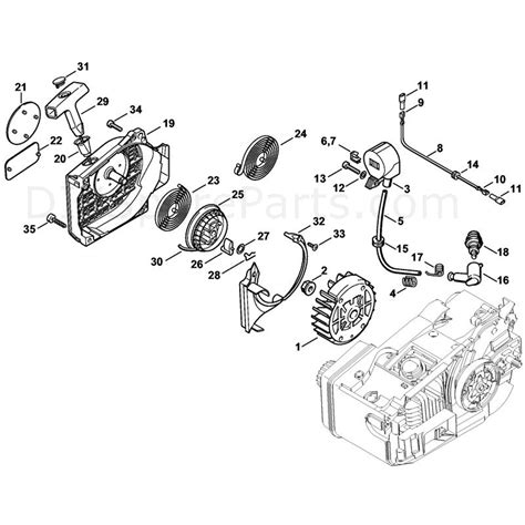 stihl  chainsaw  parts diagram rewind starter