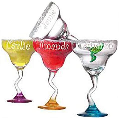 Colorful Margarita Glass Set Of 4 Personal Creations Personalized
