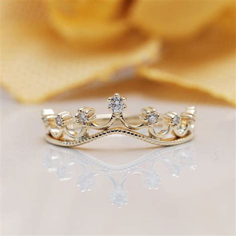 solid gold princess royal crown diamond ringprincess tiara diamond