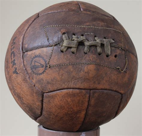 vintage leather football  panel lace   soccer ball micky size