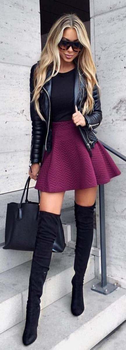 new short boats outfit fall clothes ideas high knee boots outfit
