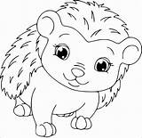 Hedgehog Coloring Pages Cute Porcupines Hedgehogs Cartoon Drawing Baby Realistic Template Coloringbay Getdrawings sketch template