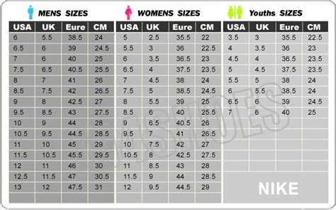 jordan size chart womens