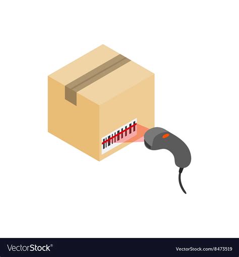 scanning label  box  barcode scanner icon vector image