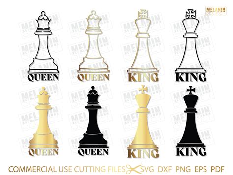 queen  king chess pieces svg queen svg king svg black etsy