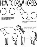 Horses Crayola Paard Teken Pencils Tekenen Dessiner Kleurplaat Makkelijk Animal Circles Apprendre Lightly Sinterklaas sketch template