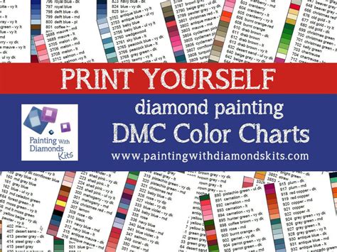 print  dmc color charts diamond painting drill color etsy