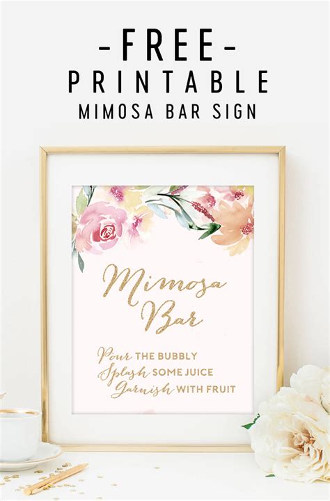 mimosa bar  watercolor flowers printable printable market