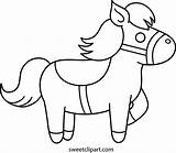 Pony Coloring Cute Clip Horse Clipart Pages Line Sweetclipart sketch template