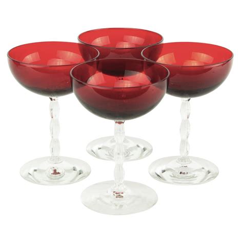 Vintage Fostoria Ruby Red Coupe Glasses The Hour Shop In 2020