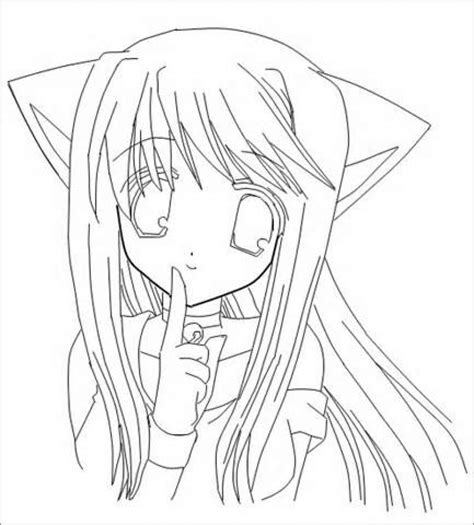 anime cat girl coloring page coloringbay