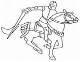 Knight Coloring Horseback Iv Cape Shield Sword Coloringcrew sketch template