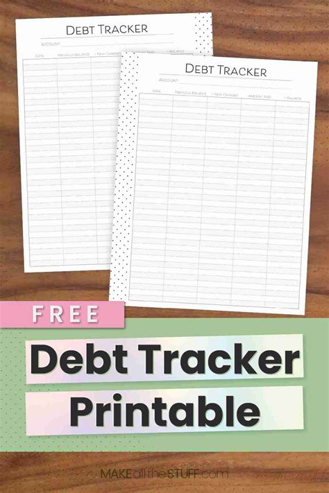 debt tracker printable  budget planner pages