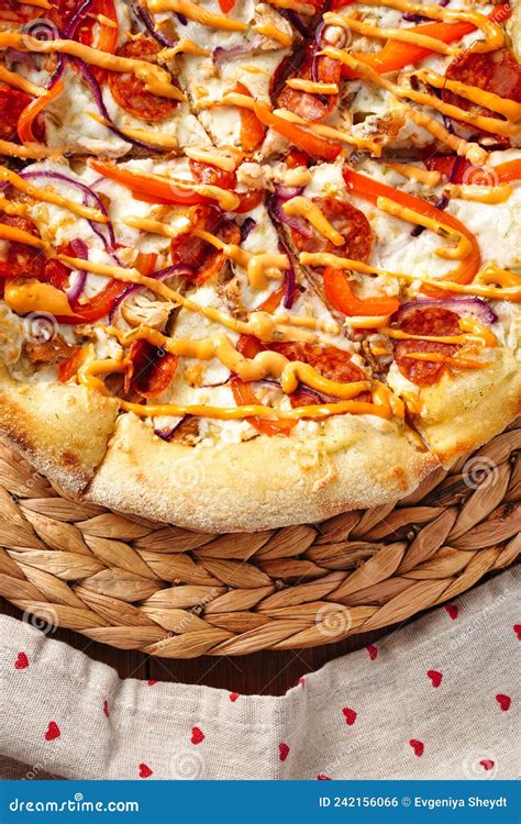 Hot Pizza Slice With Melted Mozzarella Cheese And Tomato Pizza Ready