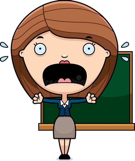 scared cartoon teacher stock vector image of blackboard