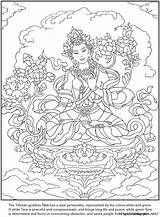 Coloring Pages Goddess Book Printable Dover Color Coloriage Publications Para Tara Colouring Goddesses Mystery Number Tibetan Long Pentacle Green Compassion sketch template