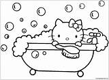 Coloring Bathroom Pages Popular Kitty Hello sketch template