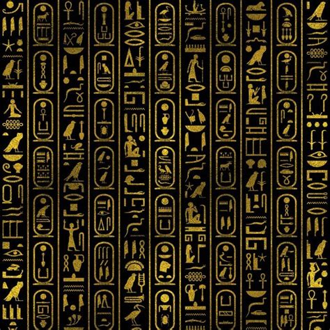 Egyptian Ancient Gold Hieroglyphs On Black Comforters In