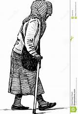 Woman Poor Clipart Beggar Elderly Vector Old Walking Sketch Illustration Clipground Stock sketch template