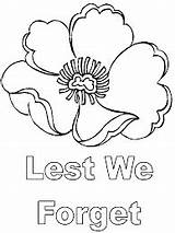 Remembrance Poppy Anzac Coloring Pages Template Colouring Forget Lest Kids Sheets Veterans Templates Printable Poppies Activities Printables Veteran Drawings Drawing sketch template