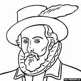 Sir Raleigh Coloring Coronado Thecolor Pizarro Sketch Famous sketch template