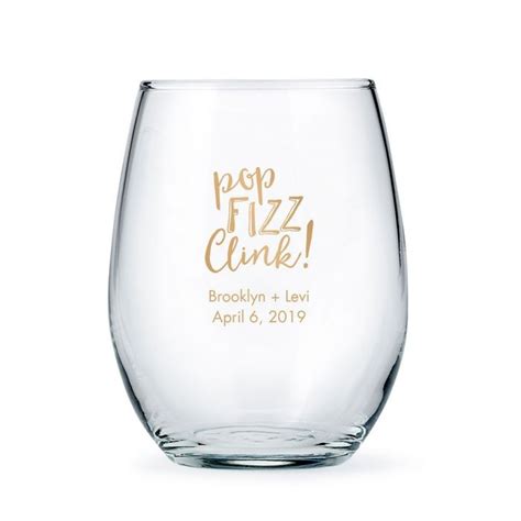 Large Stemless Wine Glass 15 Ounce Printed