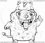 Dumb Devil Cartoon Outlined Ugly Clipart Coloring Cory Thoman Vector Regarding Notes Royalty sketch template