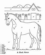 Horse Color Coloring Printable Kids Numbers Barn Pasture Pages sketch template