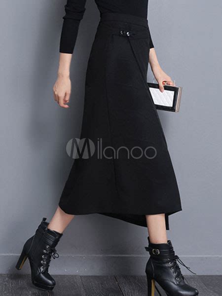 gray pencil skirt irregular high waist long skirt for women
