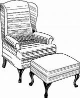 Wingback Ottoman Chair Furniture Coloring Pages sketch template