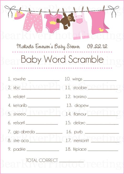 baby shower games printouts activity shelter daily  recipes