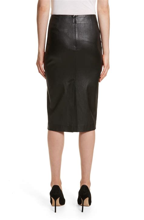 theory leather skinny pencil skirt in black lyst