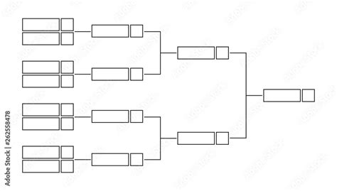 vector black   outline championship single elimination tournament bracket  tree diagram