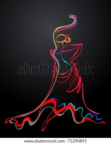 sensual flamenco dancer outline stok vektoer telifsiz