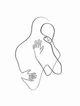 Minimalist Embracing Hugging Withoneline Coppie Minimalista Schizzi Society6 sketch template
