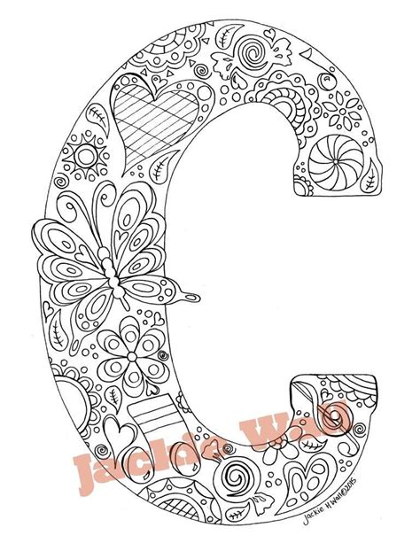 colouring page letter   jackiewallstudio  etsy