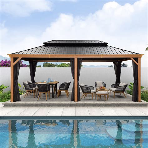 buy purple leaf    outdoor hardtop gazebo  patio galvanized steel double roof
