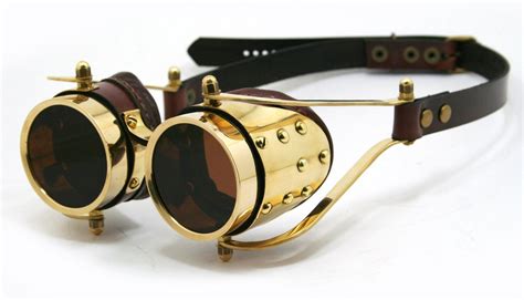 also awesome steampunk goggles solid brass brown leather polished brass