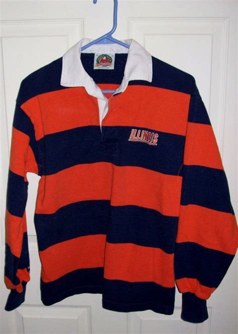 vintage mens striped rugby shirt university  illinois small   usd rugby shirt