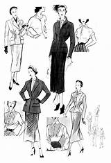 Mode Croquis 1949 Coloring Adult Pages Fashion Clothing Adults Printable Color sketch template