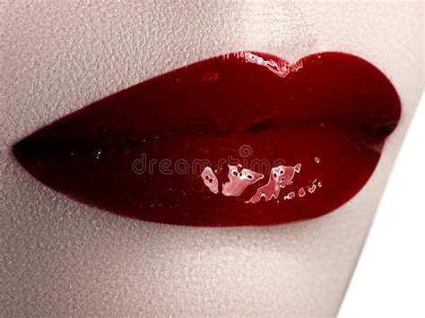 Perfect Lips Girl Mouth Close Up Beauty Young Woman Smile Stock Image