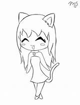 Neko Coloring Anime Pages Girl Chibi Getcolorings sketch template