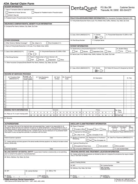 dental health history form printable