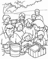 Crowd Multitud Una Coloring Jesús Los Jesus Bible Mil Sunday School Pages Puede Alimentar Feeds Cinco Alimentación Curriculum Drawing Feeding sketch template