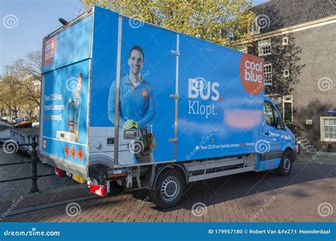coolblue bus truck  amsterdam  netherlands  editorial image