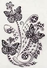 Zentangle Zentangles Tineke Marvelous Zendoodle Papillon Tangle Mariposas Koedam Vlinders Getekend Tattooimages Mei Insects sketch template