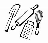 Baking Utensils Clipart Kitchen Cartoon Drawing Line Tools Vector Cooking Utensil Clip Spatula Stock Illustration Logo Set Chef Scraper Rubber sketch template
