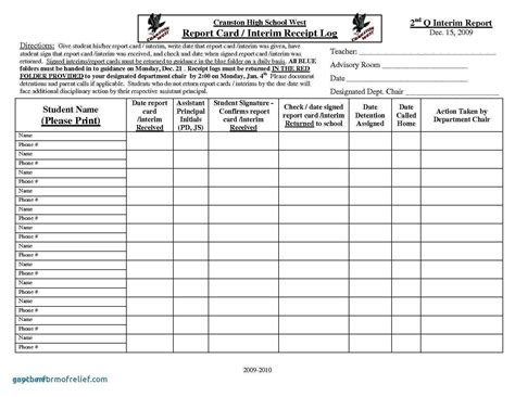 Homeschool Report Card Template Excel Cards Design Templates