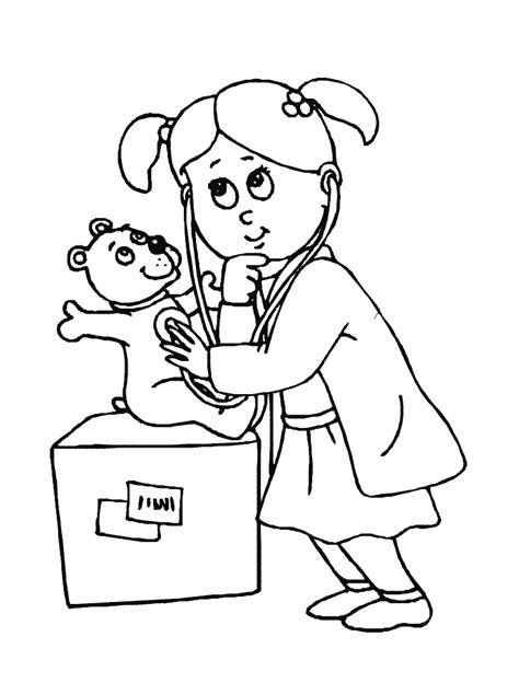 kid women doctor coloring sheet printable doctor day coloring