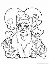 Coloring Pages Kitten Kittens Puppy Puppies Print Cat Kitty Printable Cats Cute Library Clipart Color Drawing Getdrawings Getcolorings Valentine Kids sketch template